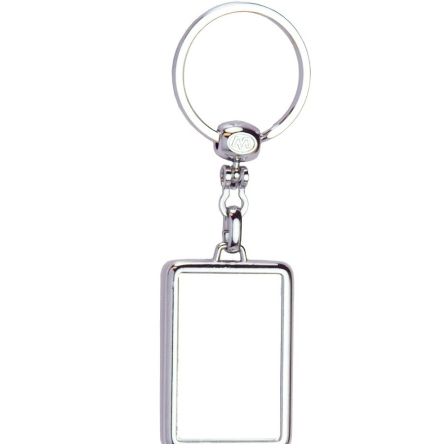 Key Tags CPS/Keystone | 0119 - Rectangle Two Sided Die Cast Metal Domed Keytag Die Cast Metal Keytag With Two Sided Four Color Process Domed Imprint And Silver 1 5/16" Split R