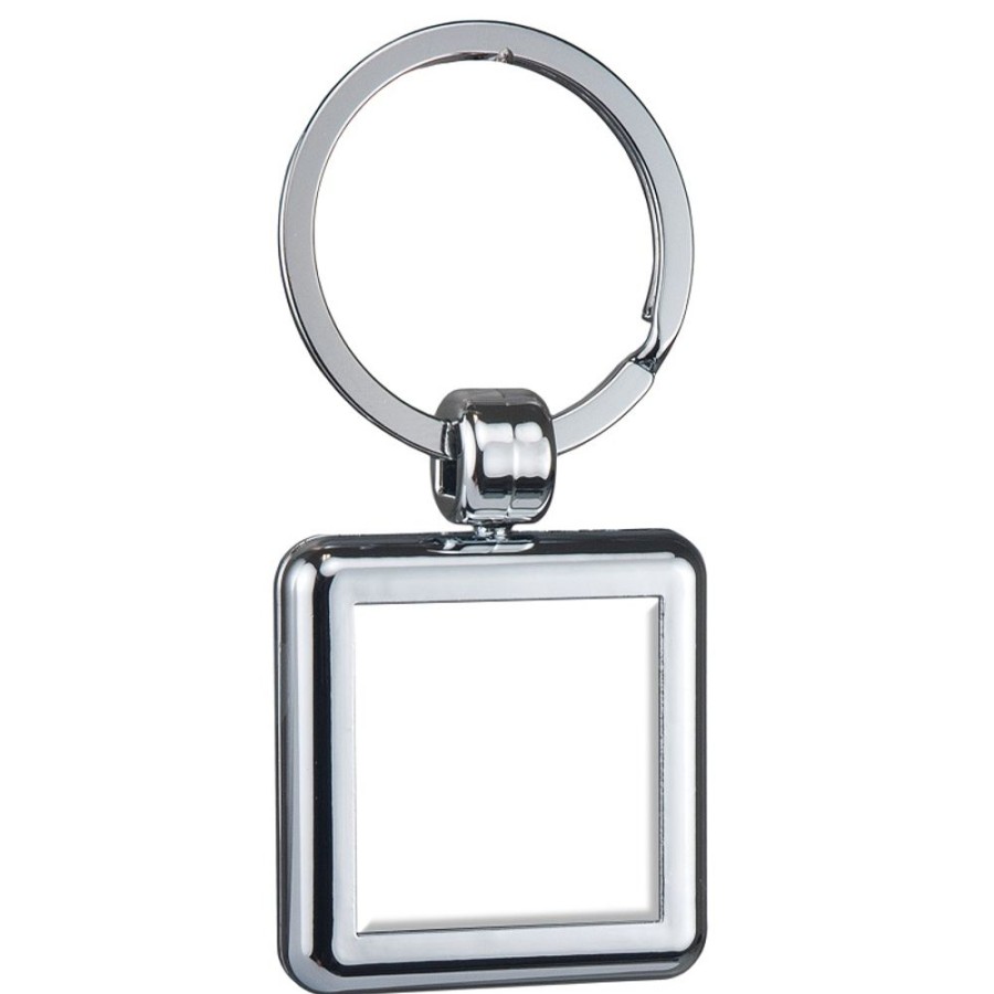 Key Tags CPS/Keystone | 0113 - Square Two Sided Budget Chrome Plated Domed Keytag Chrome Plated Plastic Keytag With Two Sided Four Color Process Domed Imprint And Silver 1 5/16"