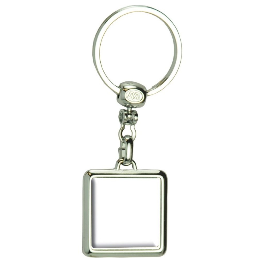 Key Tags CPS/Keystone | 0115 - Square Two Sided Die Cast Metal Domed Keytag Die Cast Metal Keytag With Two Sided Four Color Process Domed Imprint And Silver 1 5/16" Split R