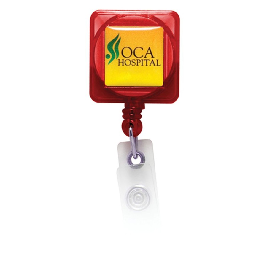 Tradeshow CPS/Keystone | Bh103 - Square Domed Retractable Badge Holder With Alligator Clip