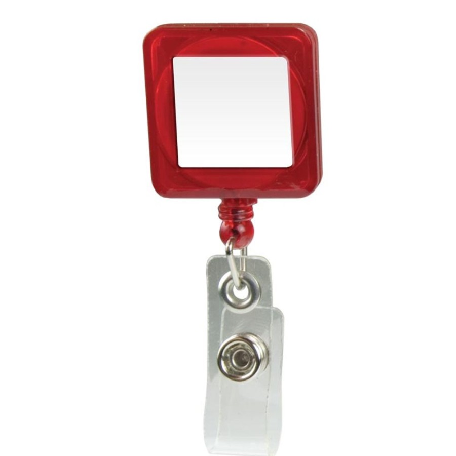 Tradeshow CPS/Keystone | Bh103 - Square Domed Retractable Badge Holder With Alligator Clip