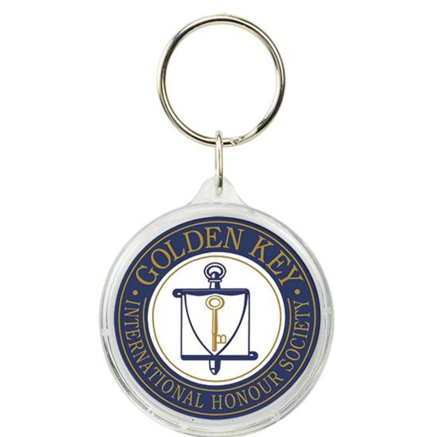 Key Tags CPS/Keystone | 0108 - Round Crystal Keytag Clear Outer Shell With Four Color Process Paper Insert And Silver 1" Split Ring