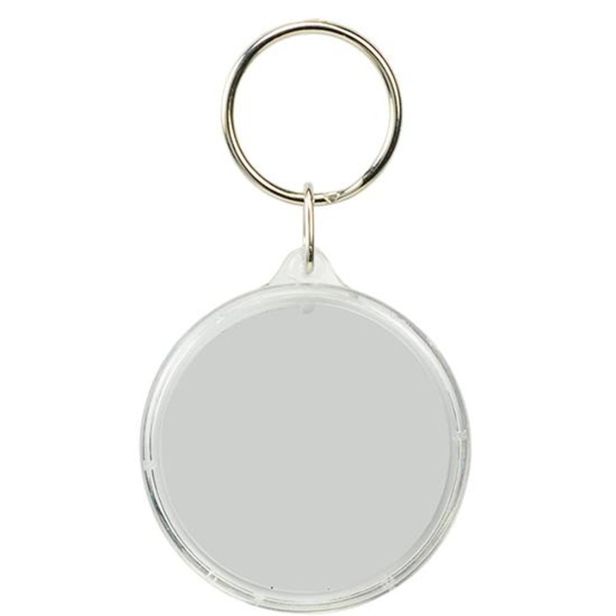 Key Tags CPS/Keystone | 0108 - Round Crystal Keytag Clear Outer Shell With Four Color Process Paper Insert And Silver 1" Split Ring