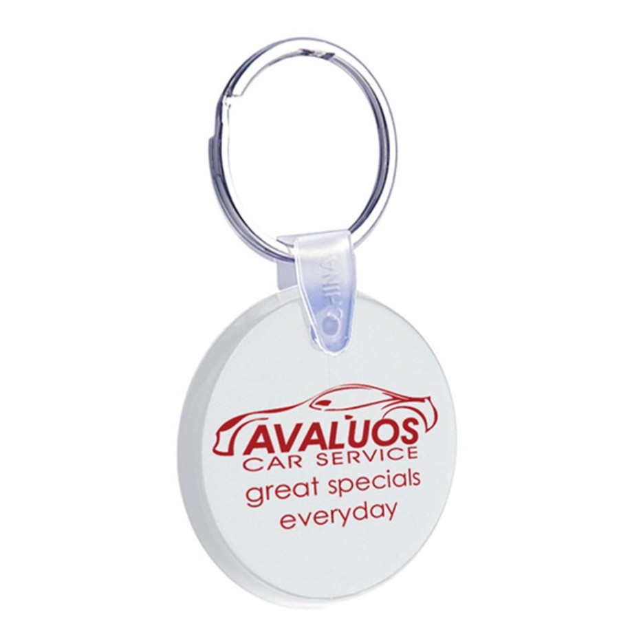 Key Tags CPS/Keystone | 2166 - Small Round Soft Keytag White. Includes A Silver 1" Split Ring.