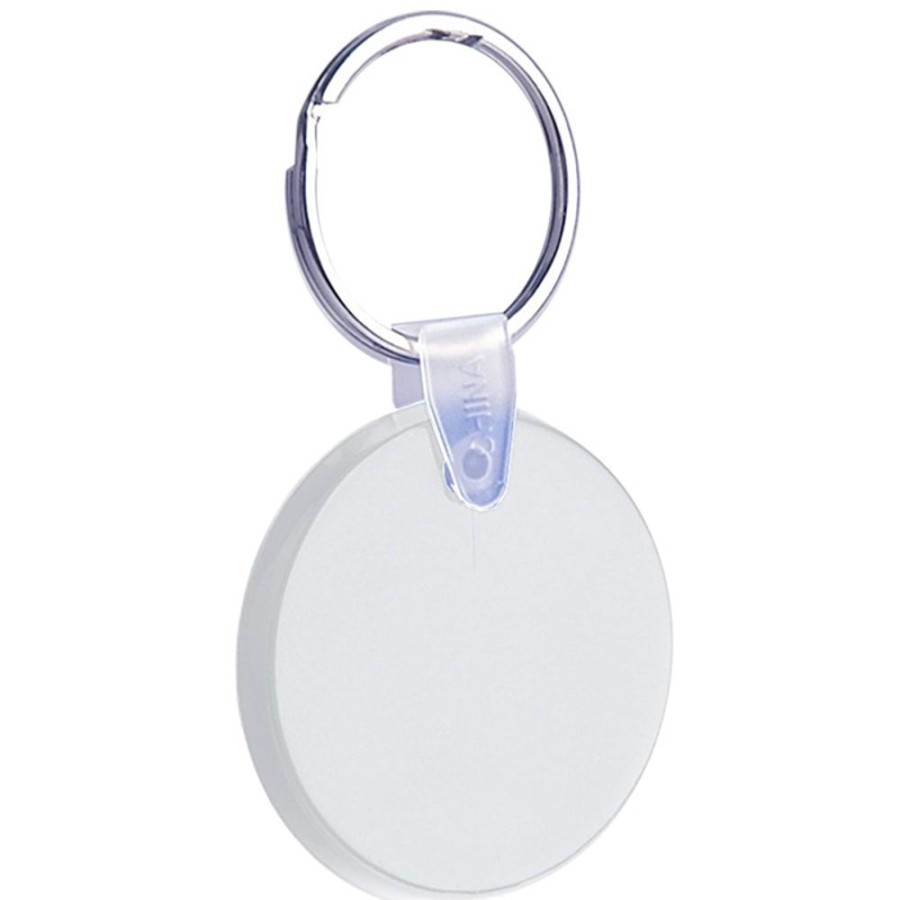 Key Tags CPS/Keystone | 2166 - Small Round Soft Keytag White. Includes A Silver 1" Split Ring.