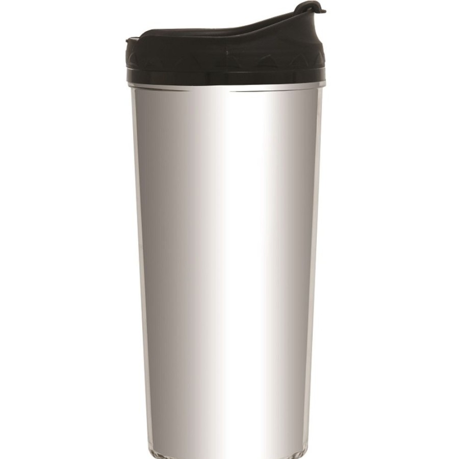 Drinkware CPS/Keystone | 0340 - 16Oz Niagara Insulated Tumbler With Screw On Flip Lid Clear With Black Lid.