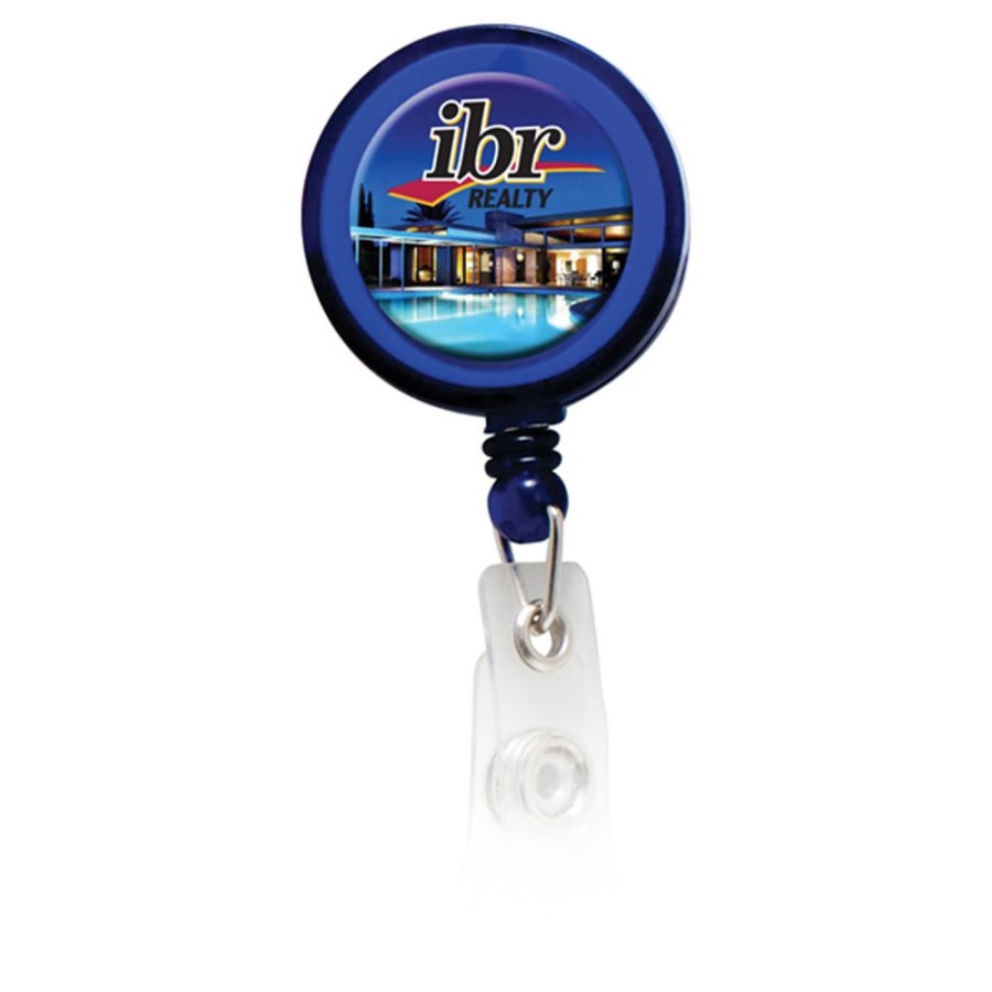 Tradeshow CPS/Keystone | Bh104 - Round Domed Retractable Badge Holder With Alligator Clip