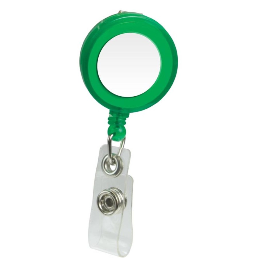 Tradeshow CPS/Keystone | Bh104 - Round Domed Retractable Badge Holder With Alligator Clip