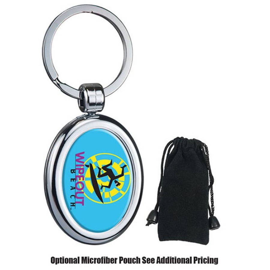 Key Tags CPS/Keystone | 0112 - Oval Two Sided Budget Chrome Plated Domed Keytag Chrome Plated Plastic Keytag With Two Sided Four Color Process Domed Imprint And Silver 1 5/16"