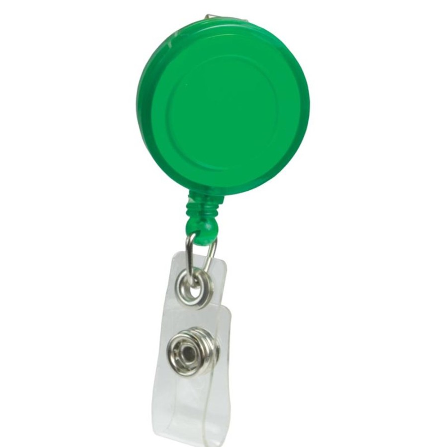 Tradeshow CPS/Keystone | Bh106 - Round Pad Print Retractable Badge Holder With Slide On Clip