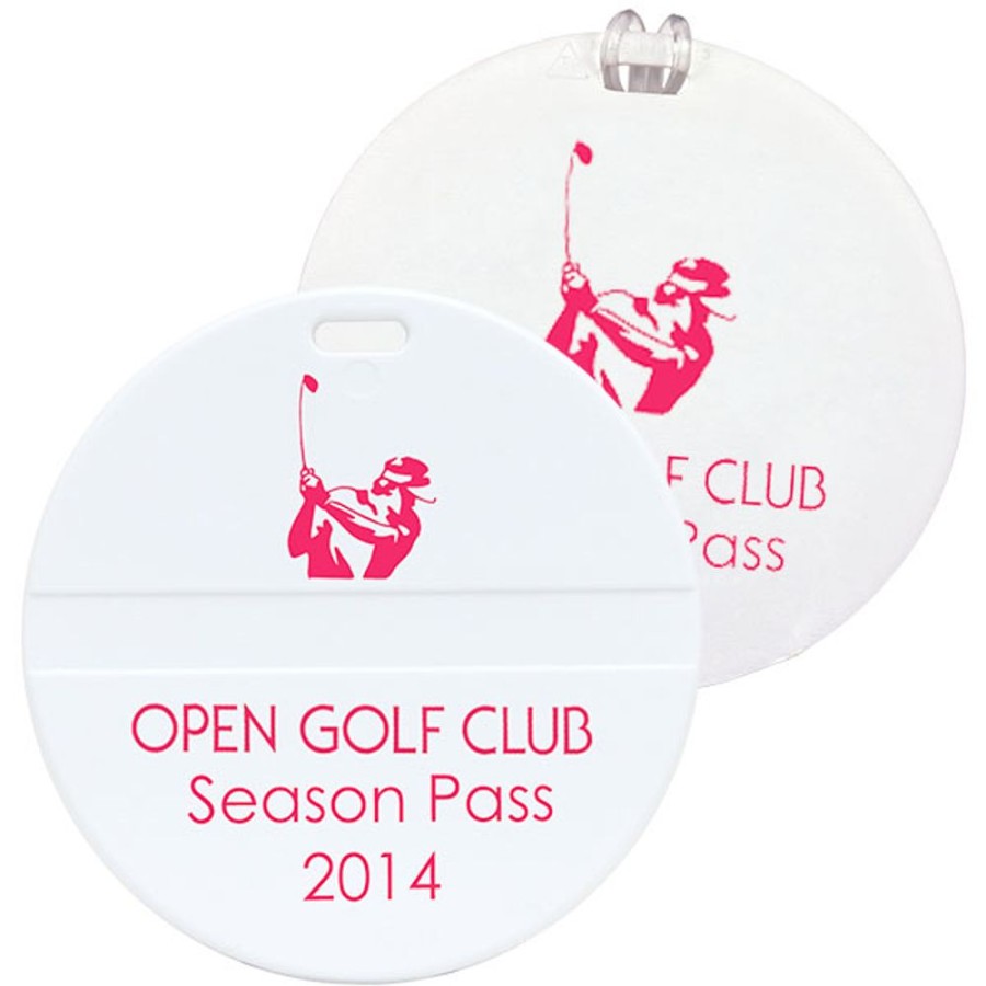 Sports CPS/Keystone | 0315 - Round Golf Bag Tag White With Clear Loop Strap