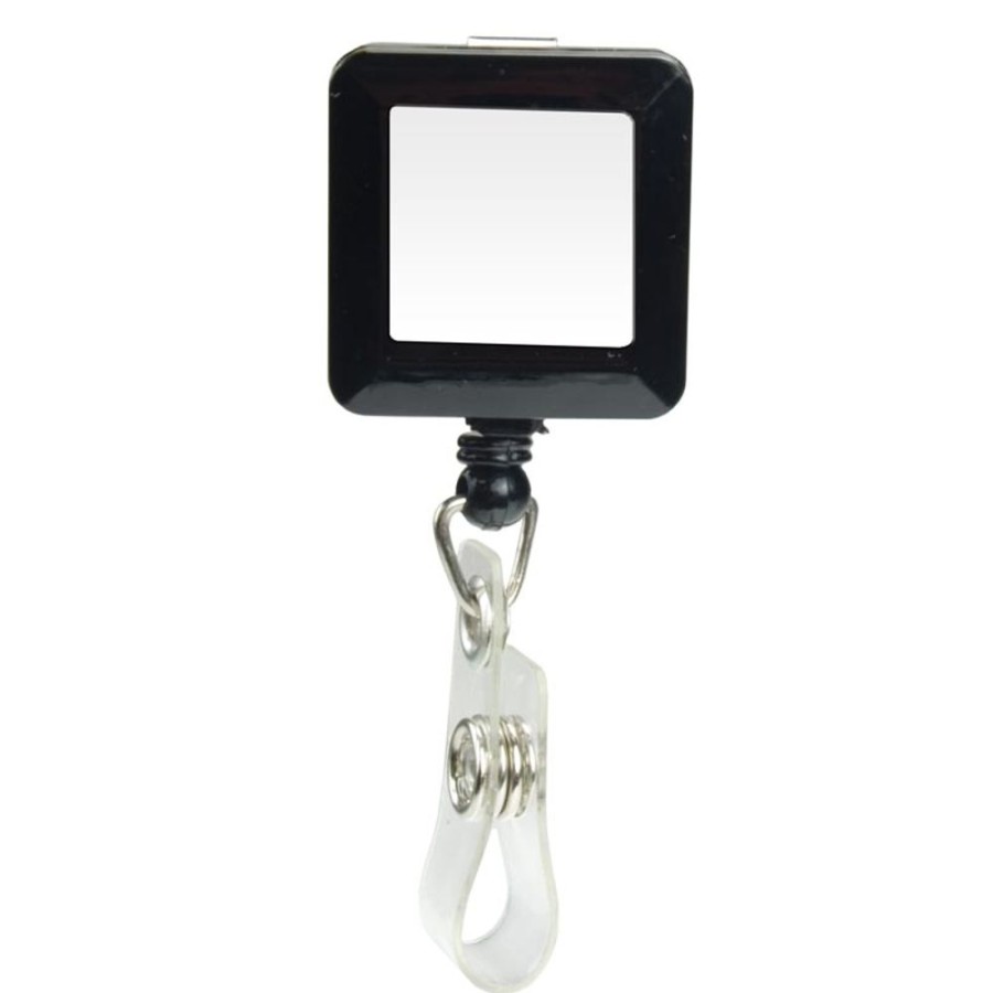 Tradeshow CPS/Keystone | Bh101 - Square Domed Retractable Badge Holder With Slide On Clip